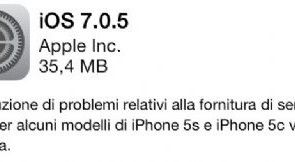 Apple: nuovo aggiornamento iOS 7.0.5 per iPhone 5s ed iPhone 5c