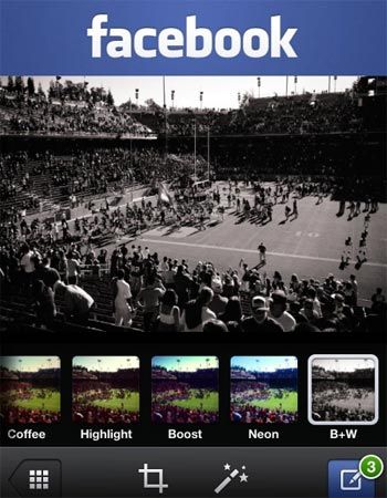 Facebook app per sistema iOS: aggiunti ufficialmente i filtri alle immagini scattate!!