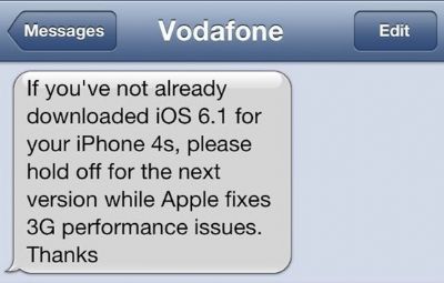 Vodafone UK invita a non aggiornare assolutamente l' iPhone 4S al sistema iOS 6.1!!