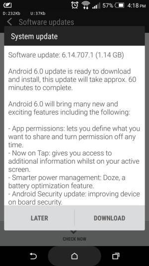 Aggiornamento HTC One M8 Android 6.0 Marshmallow