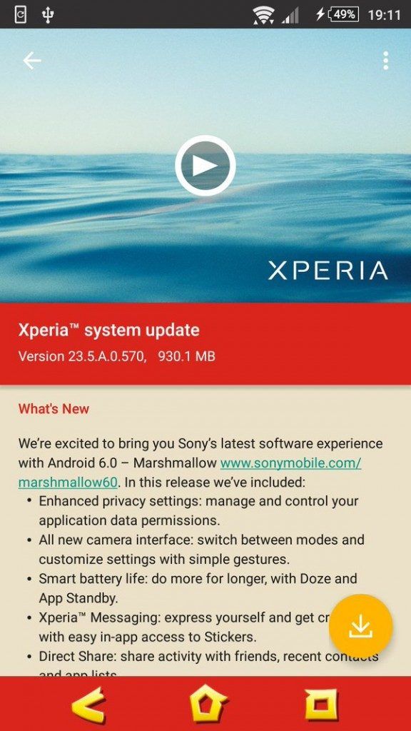 Aggiornamento Marshmallow Xperia Z2 Tablet 6.0.1