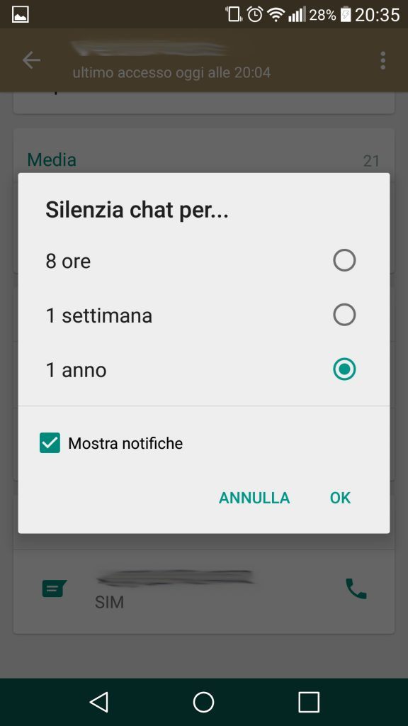 Come silenziare contatto Whatsapp senza bloccarlo