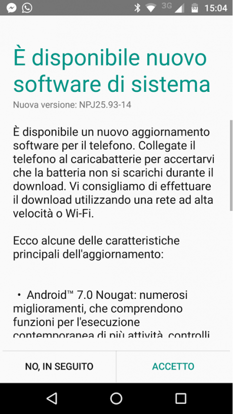 Aggiornamento Nougat Moto G4