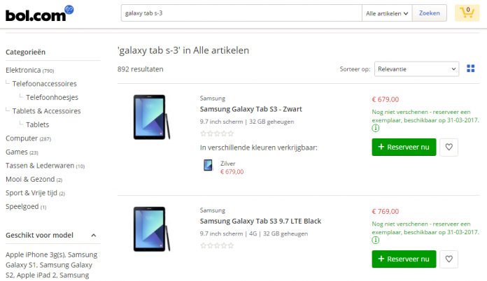 Prezzo Galaxy Tab S3 Prezzo Galaxy Tab S3