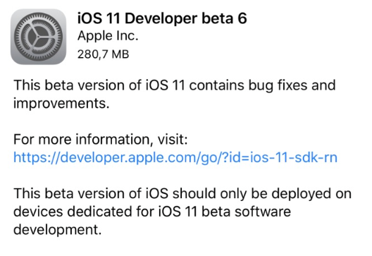 iOS 11 Beta 6
