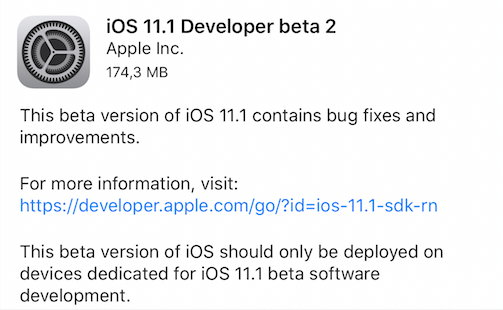 iOS 11.1 beta 2